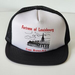 Vintage Fortress Louisbourg Trucker Hat Cape Breton Nova Scotia Cap Snapback 90s